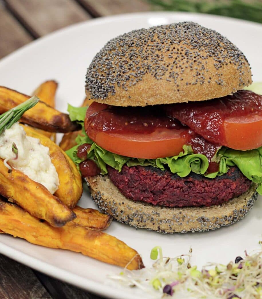 Veganer Rote Bete Burger Vegan Essen Mit Kindern Himbeer