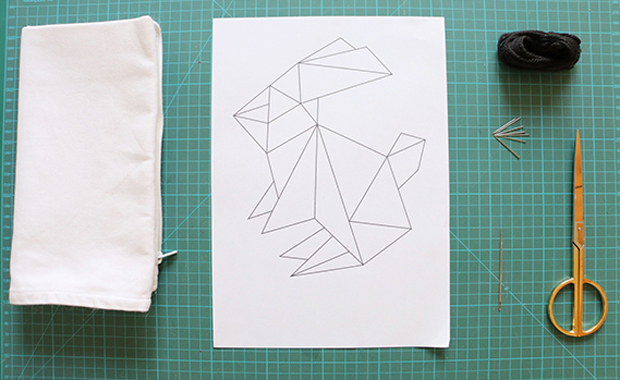 Origami-Hase Auf Kissenhülle Sticken – Schnelle Diy-Idee Zu Ostern // Himbeer