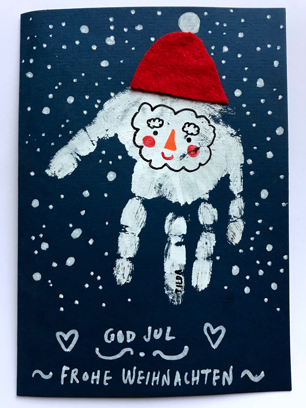 Basteltipps zu Weihnachten: Weihnachtskarte selbstgemacht Fussabdruck // HIMBEER