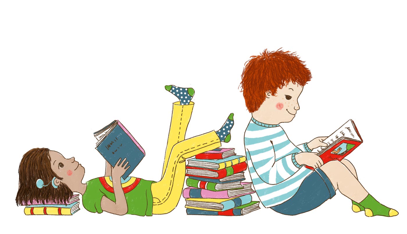 Lesende Kinder Illustration | Berlin Mit Kind