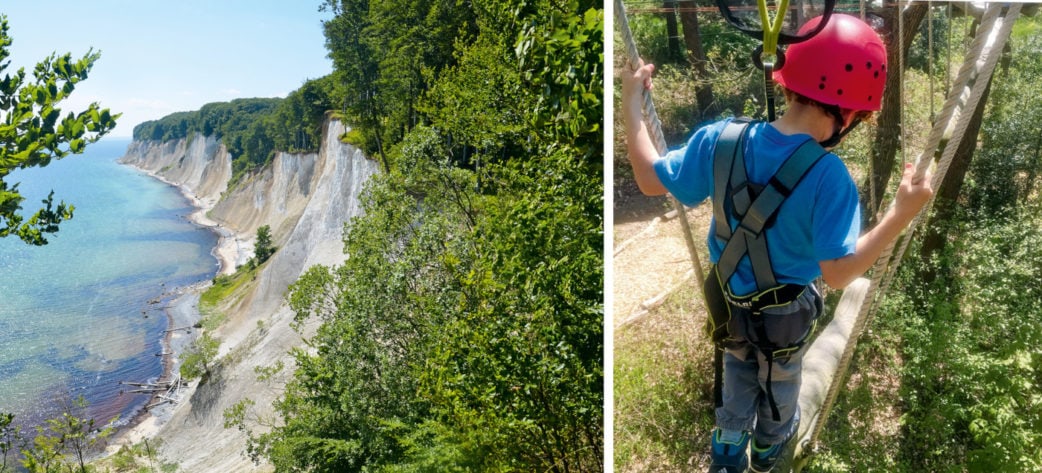 Junge im Hochseilgarten Kreidefelsen Ostsee | München mit Kind