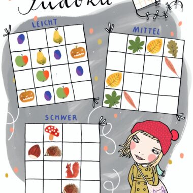 Himbeerchen – Kostenloses Kinderrätsel: Herbst-Sudoku // Himbeer