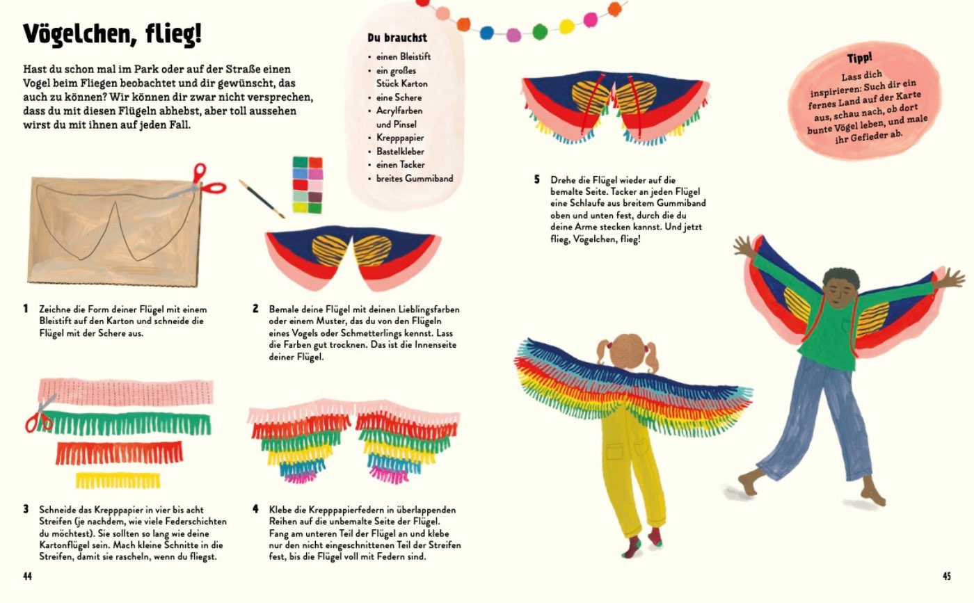 Kinderbuch-Tipp gegen Langeweile: Kinderliechte Bastelideen: Kostüm mit Flügeln // HIMBEER