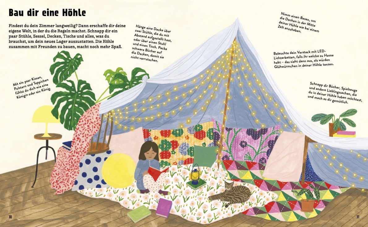 Kinderbuch-Tipp gegen Langeweile: Kinderliechte Bastelideen: Lesehöhle // HIMBEER