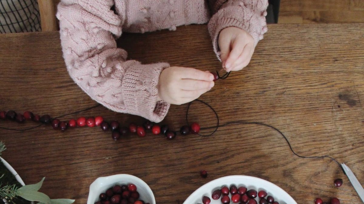 DIY – Basteln mit Kindern: Cranberry-Kette als schnelle und hübsche Weihnachtsdeko // HIMBEER