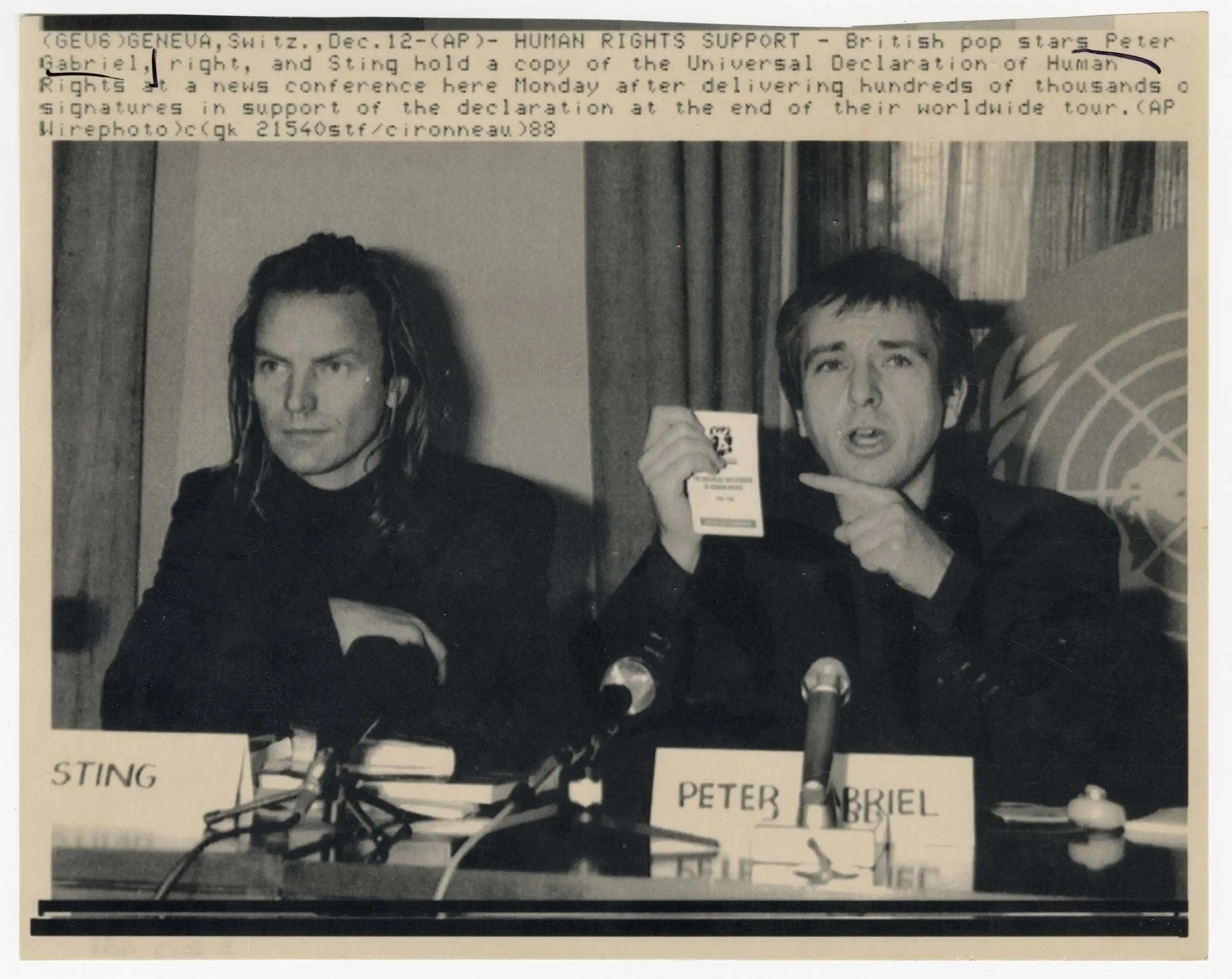 Sting Und Peter Gabriel12. Dezember 1988 // Himbeer