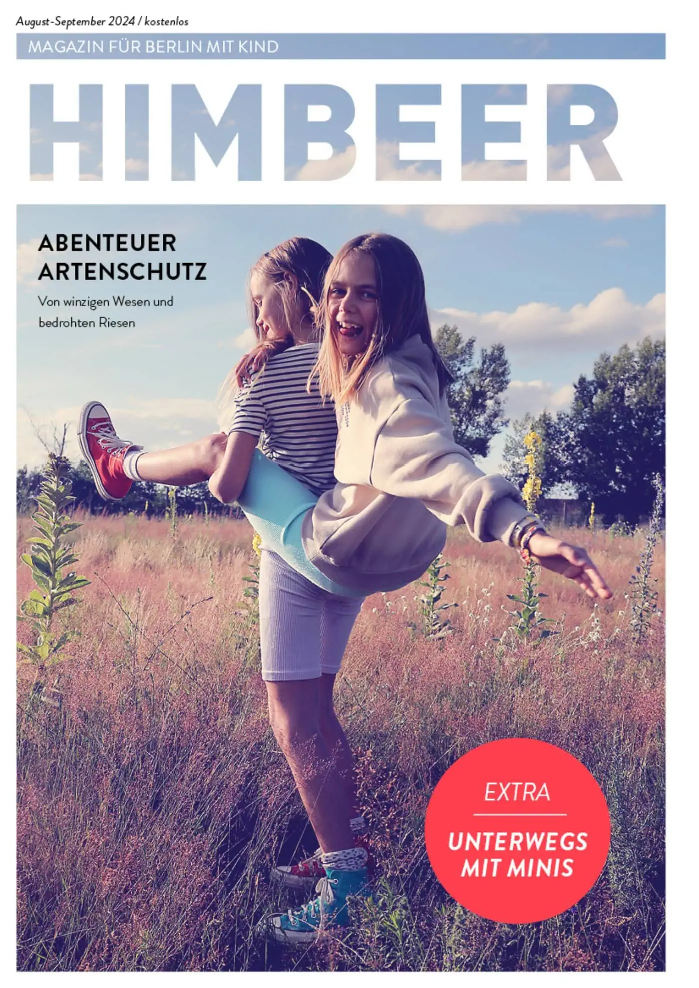 Das Berliner Familienmagazin Himbeer Ausgabe August-September 2024: Abenteuer Sommer – Abenteuer Artenschutz // Himbeer