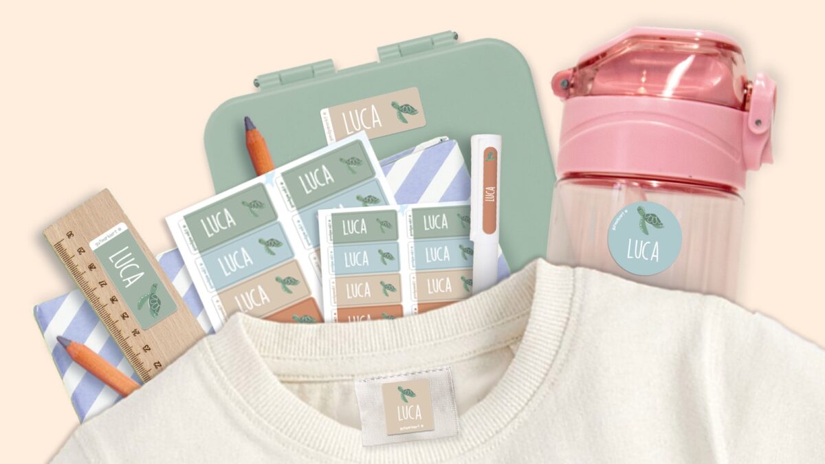 Kombiset Namens- Und Textilaufkleber Von Gutmarkiert // Himbeer