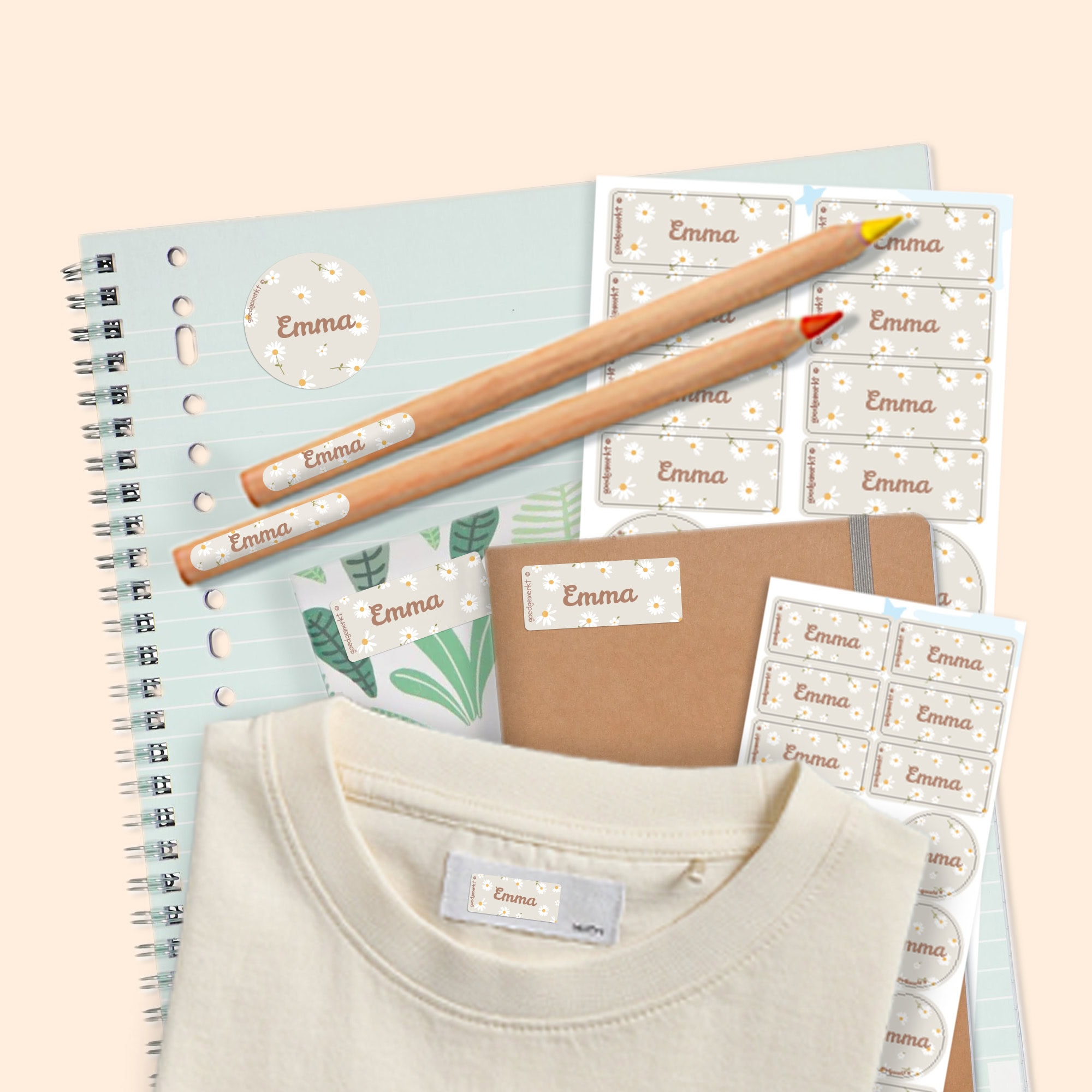 Kombiset Namens- Und Textilaufkleber Von Gutmarkiert // Himbeer