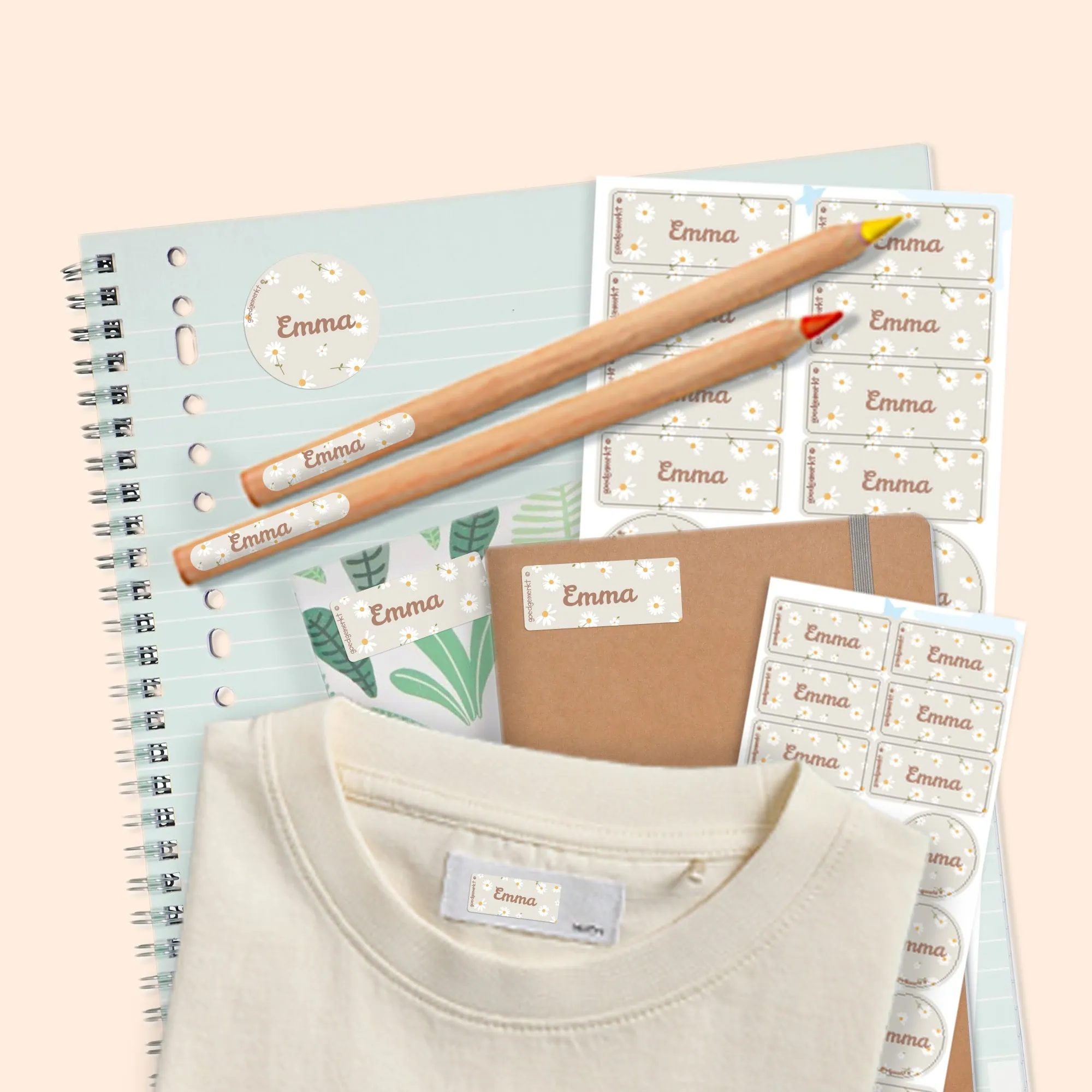 Kombiset Namens- Und Textilaufkleber Von Gutmarkiert // Himbeer